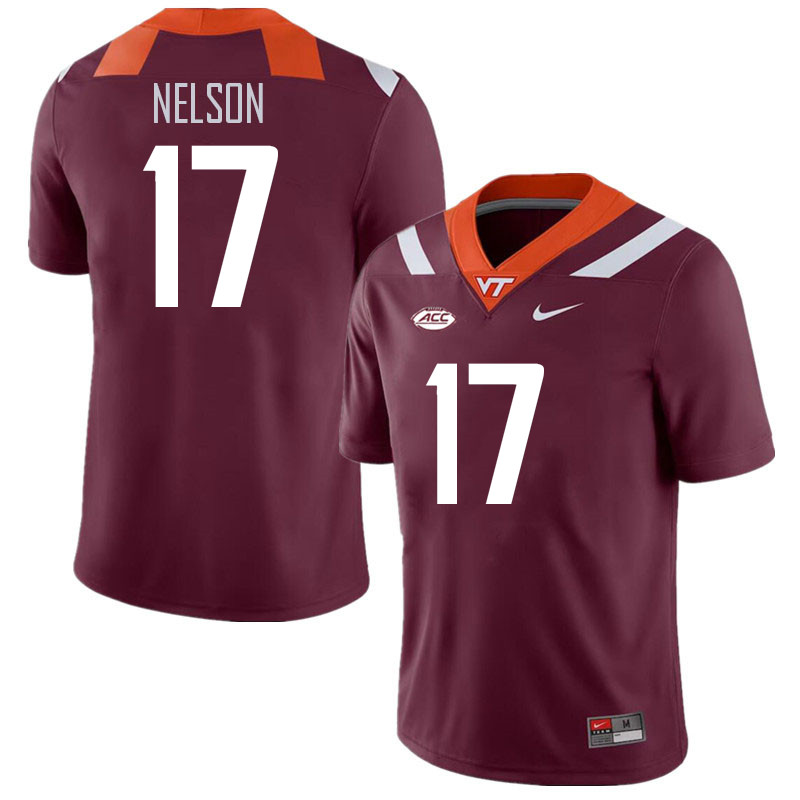 Men #17 Cole Nelson Virginia Tech Hokies College Football Jerseys Stitched Sale-Maroon